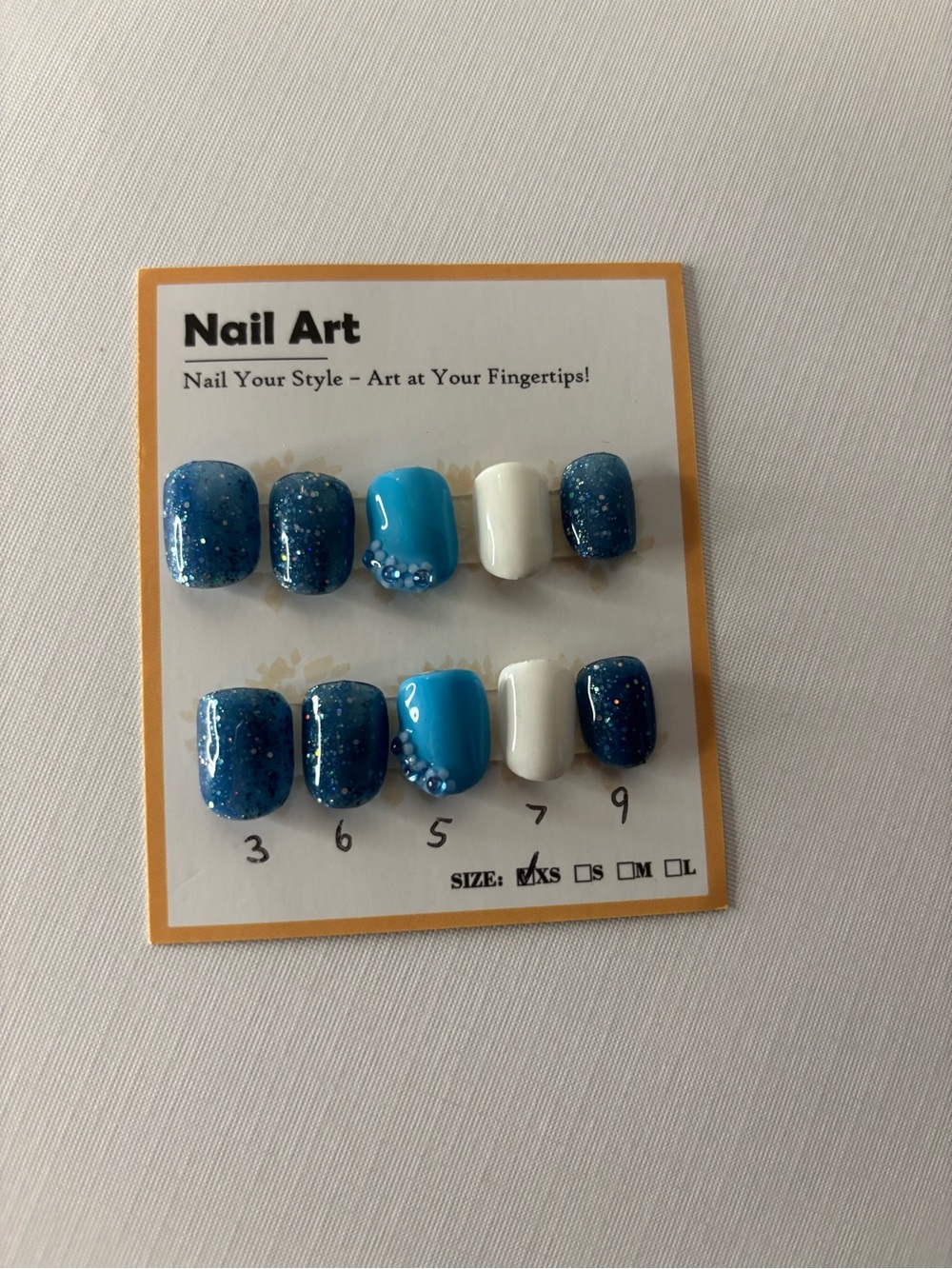 Press-On Set in Blue, Turquoise and White